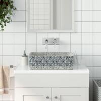 Håndvask til bord 46x35,5x13 cm rektangulær keramik grå og blå