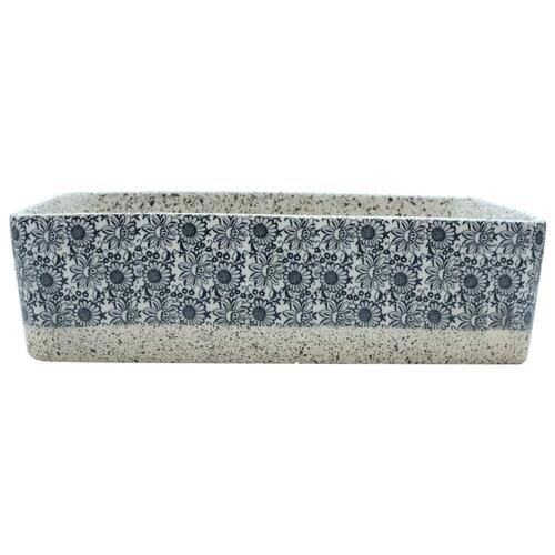 Håndvask til bord 46x35,5x13 cm rektangulær keramik grå og blå