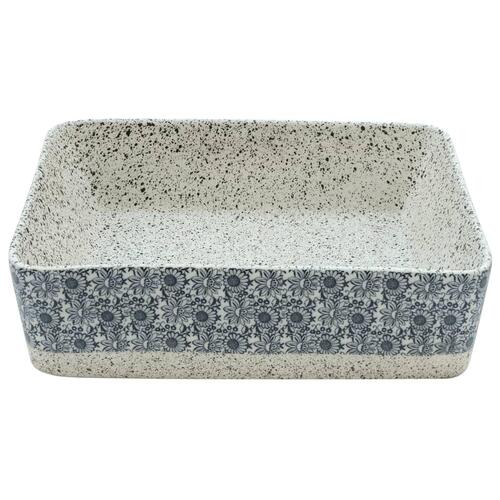 Håndvask til bord 46x35,5x13 cm rektangulær keramik grå og blå
