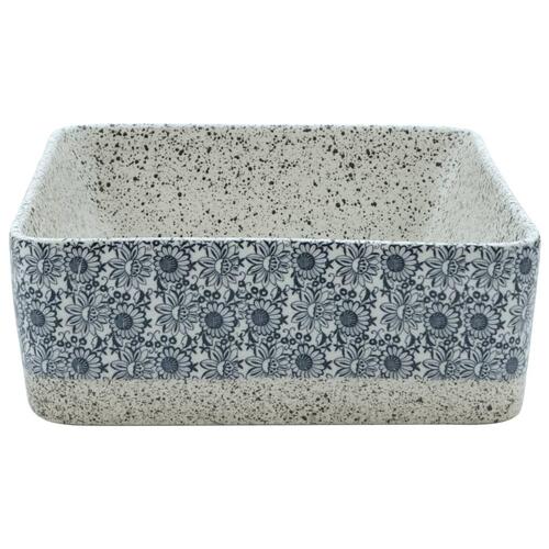 Håndvask til bord 46x35,5x13 cm rektangulær keramik grå og blå