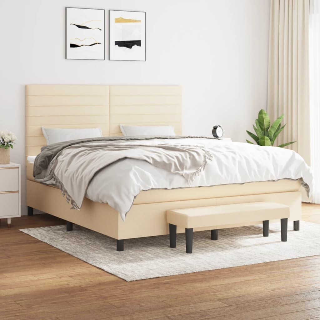 Kontinentalseng med madras 180x200 cm stof cremefarvet billede