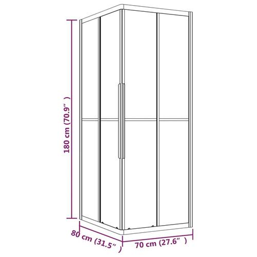Brusekabine 80x70x180 cm sikkerhedsglas stribet sort