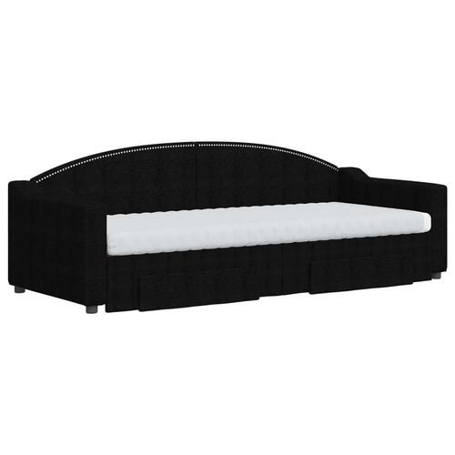 Daybed med udtræk og skuffer 80x200 cm stof sort
