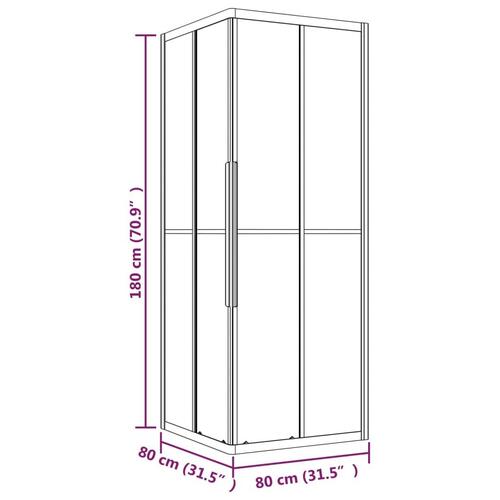 Brusekabine 80x80x180 cm matteret sikkerhedsglas