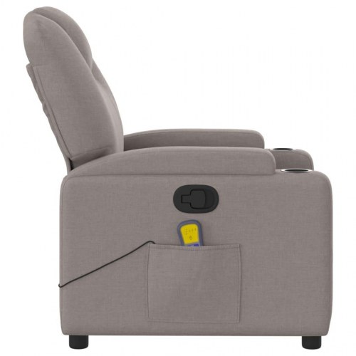 Massagelænestol i stof - gråbrun, manuel recliner med 6-punkts vibrationsmassage
