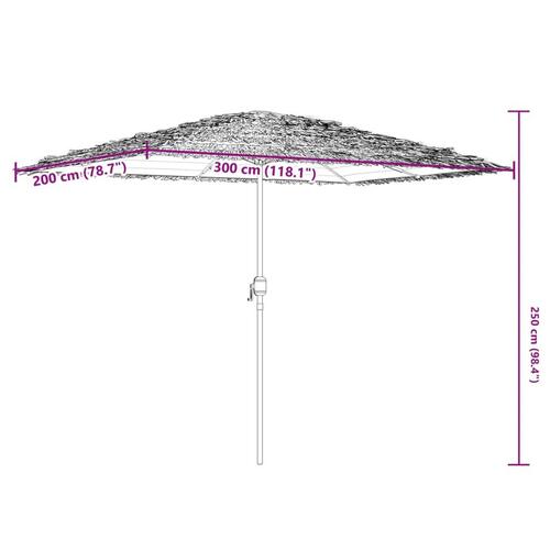 Haveparasol med stålstang 300x200x250 cm blå