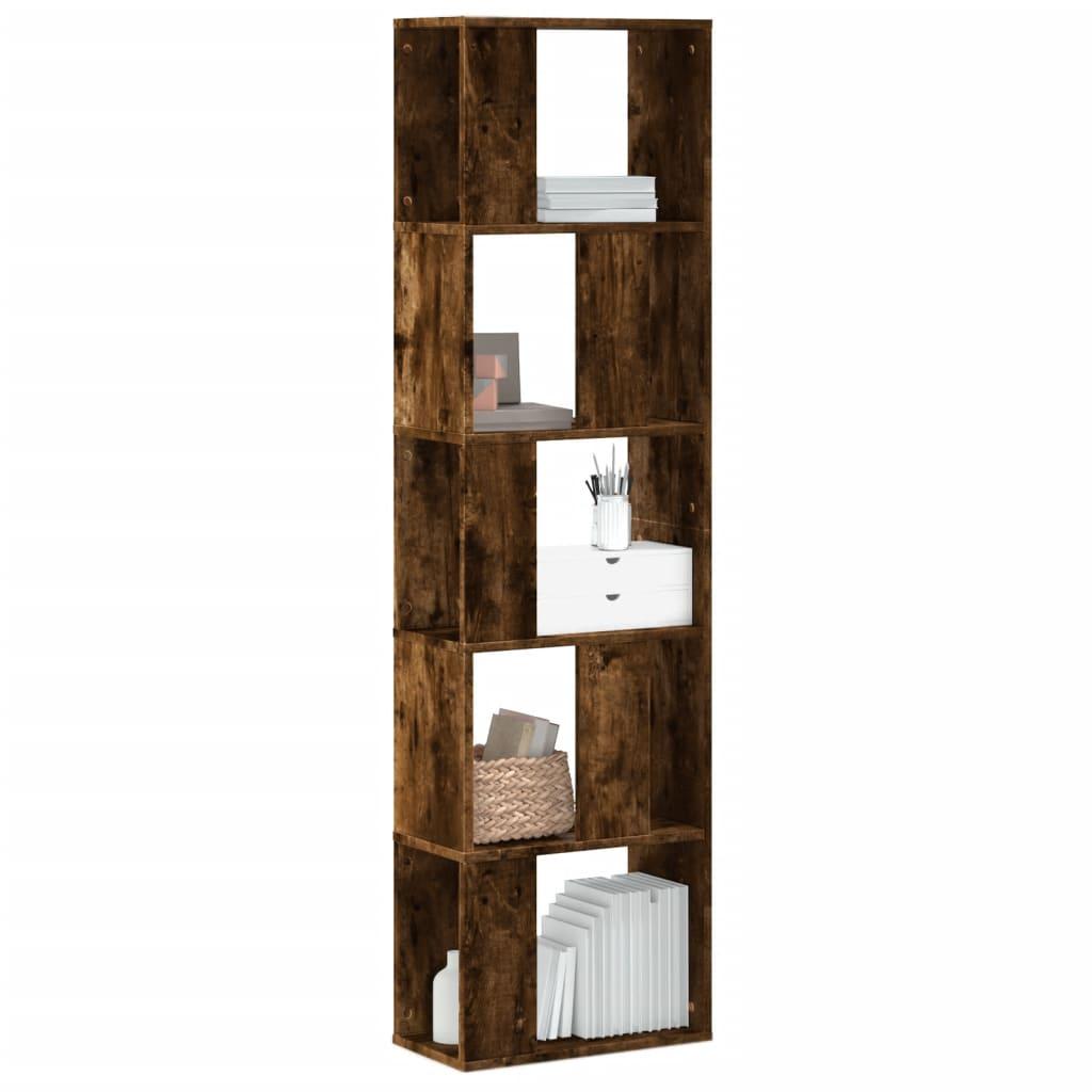 Bogreol 45x23,5x162,5 cm 5 hylder konstrueret træ røget eg