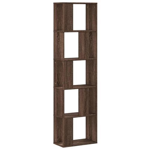 Bogreol 45x23,5x162,5 cm 5 hylder konstrueret træ brunt eg
