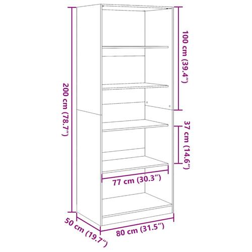 Klædeskab 80x50x200 cm konstrueret træ hvid