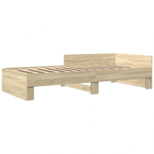 Sengeramme med lamelbund og sengeheste 100 x 200 cm - sonoma-eg