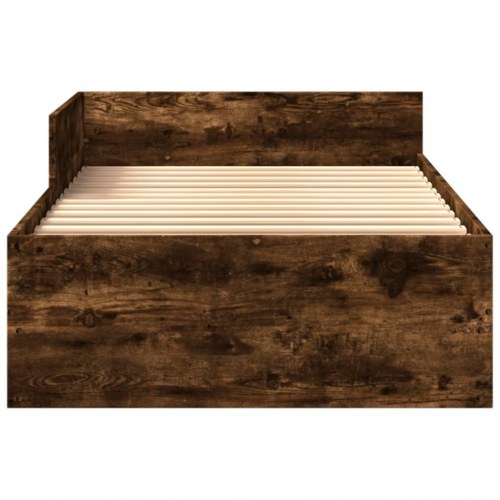 Sengeramme 75 x 190 cm med sengeheste - røget eg