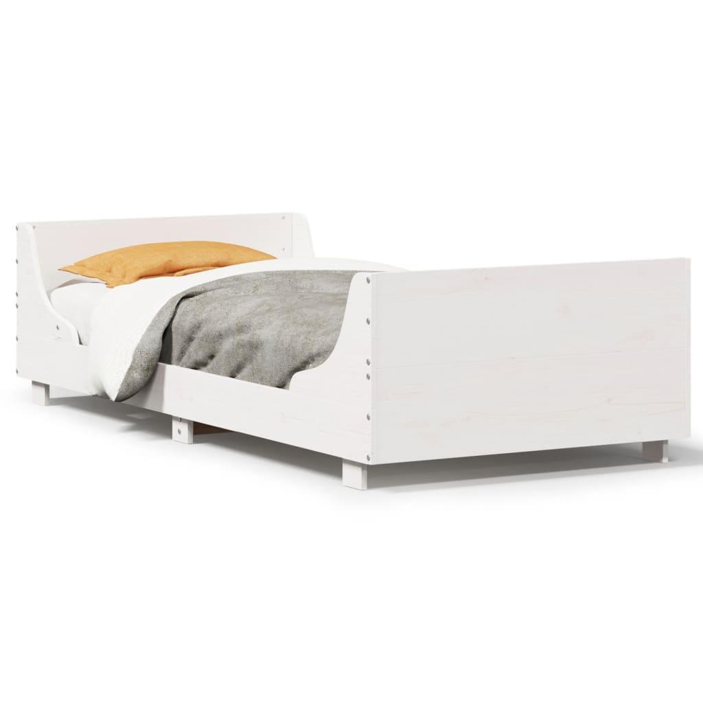 Sengeramme uden madras 100x200 cm massivt fyrretræ hvid billede