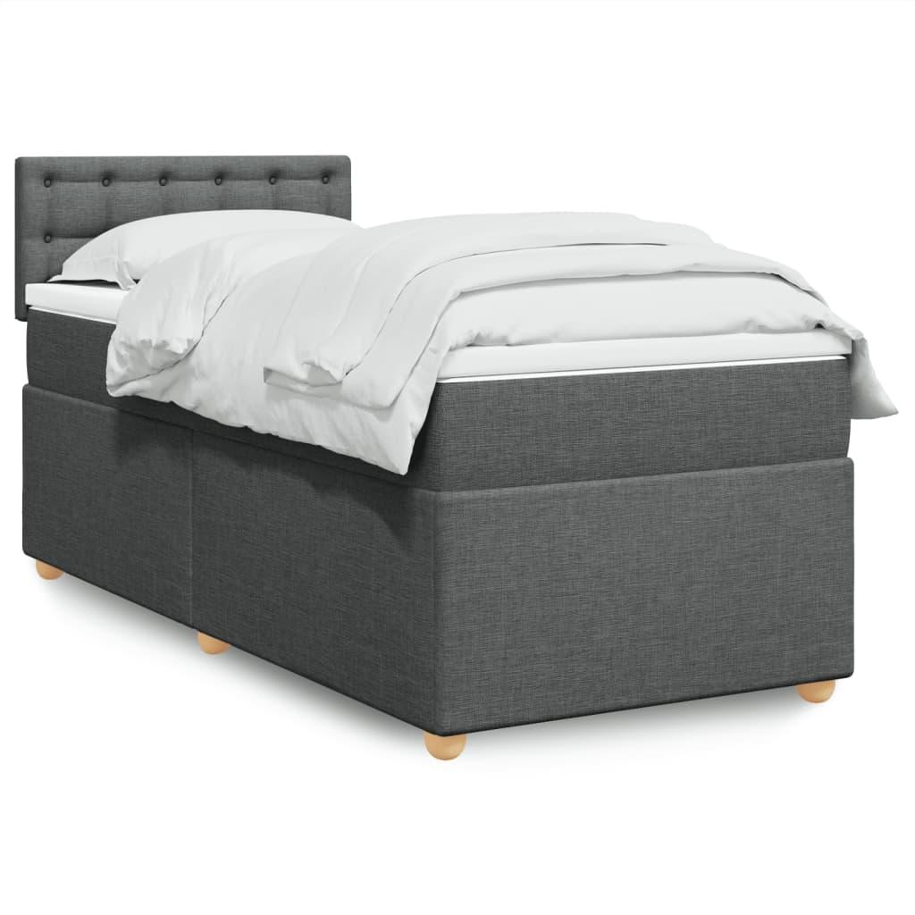 Kontinentalseng med madras og topmadras 90x190 cm - stof, mørkegrå billede