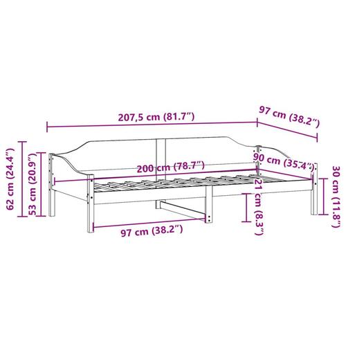 Sengeramme 90x200 cm massivt fyrretræ