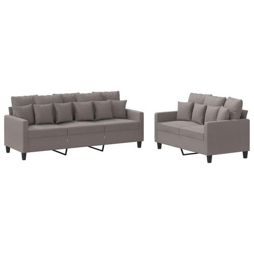 2 personers sofa med hynder stof gråbrun