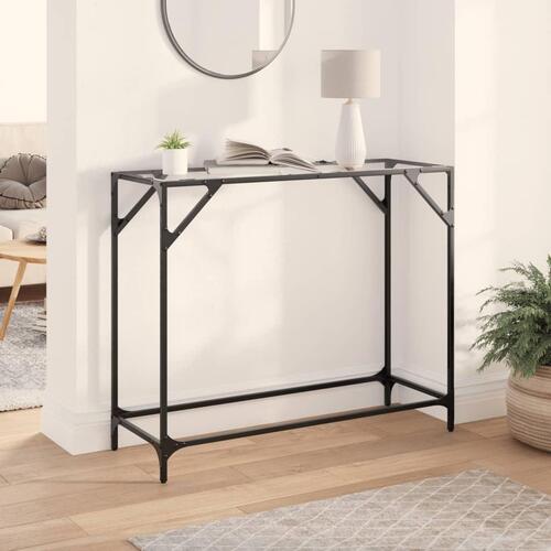 Konsolbord med transparent glastop 98x35x81 cm stål