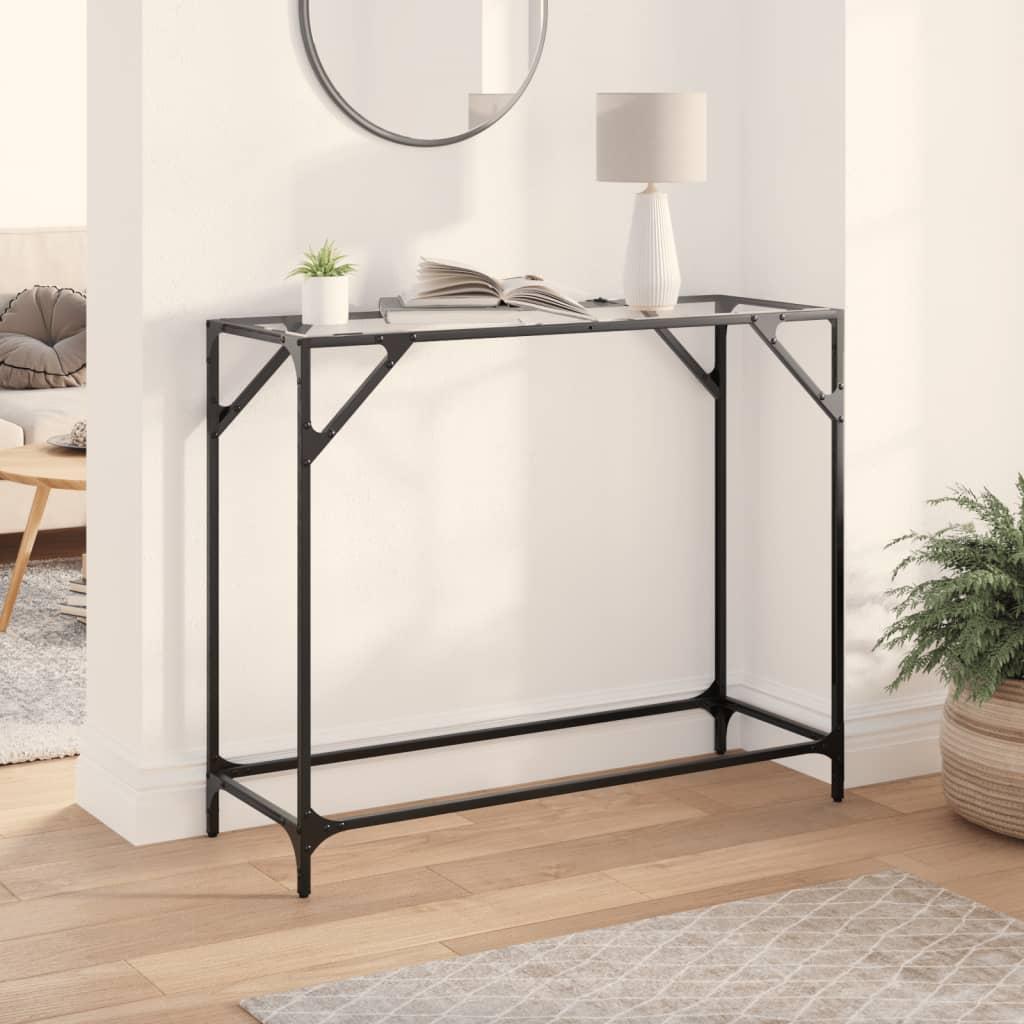 Konsolbord med transparent glastop 98x35x81 cm stål
