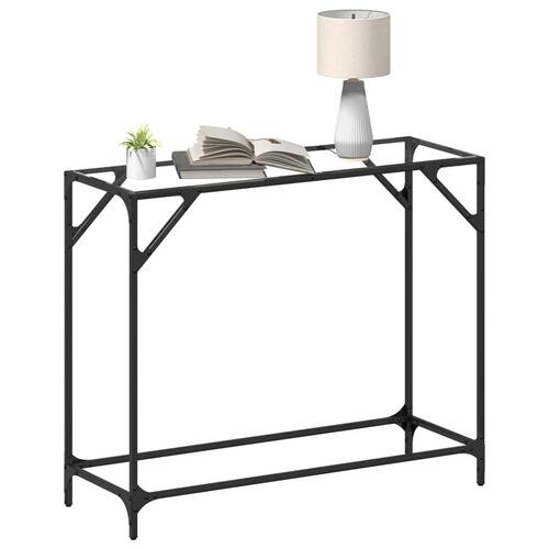 Konsolbord med transparent glastop 98x35x81 cm stål