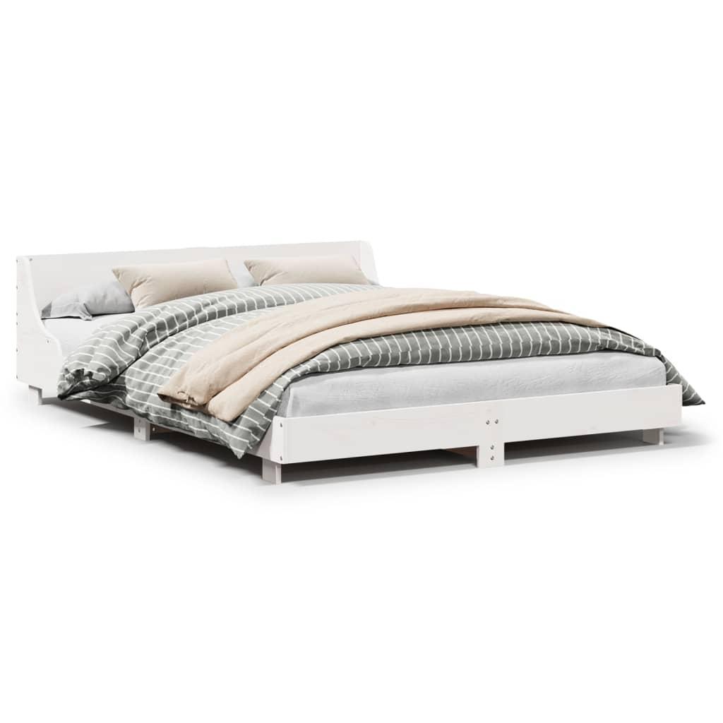 Sengeramme uden madras 120x190 cm massivt fyrretræ hvid billede