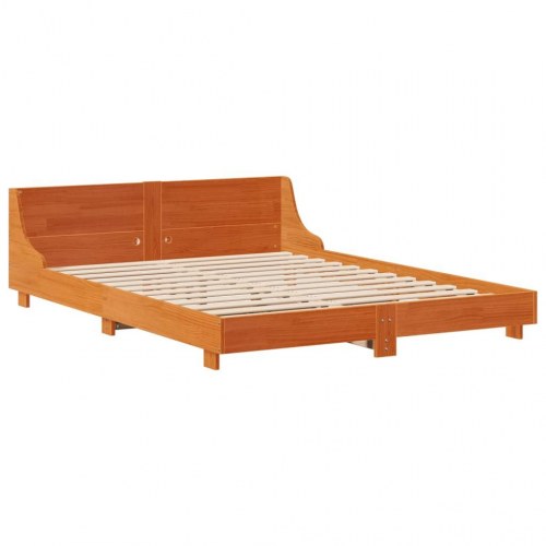 Sengeramme uden madras 135x190 cm massivt fyrretræ brun