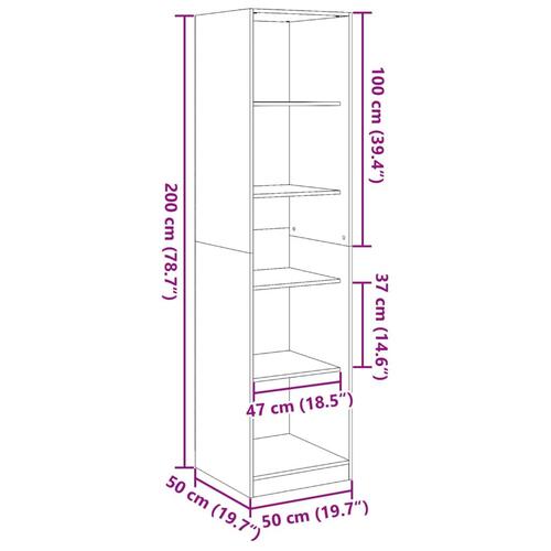 Klædeskab 50x50x200 cm konstrueret træ hvid