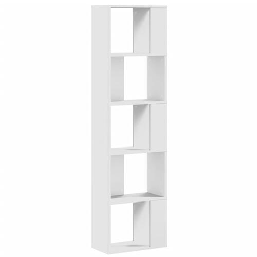 Bogreol 45x23,5x162,5 cm 5 hylder konstrueret træ hvid