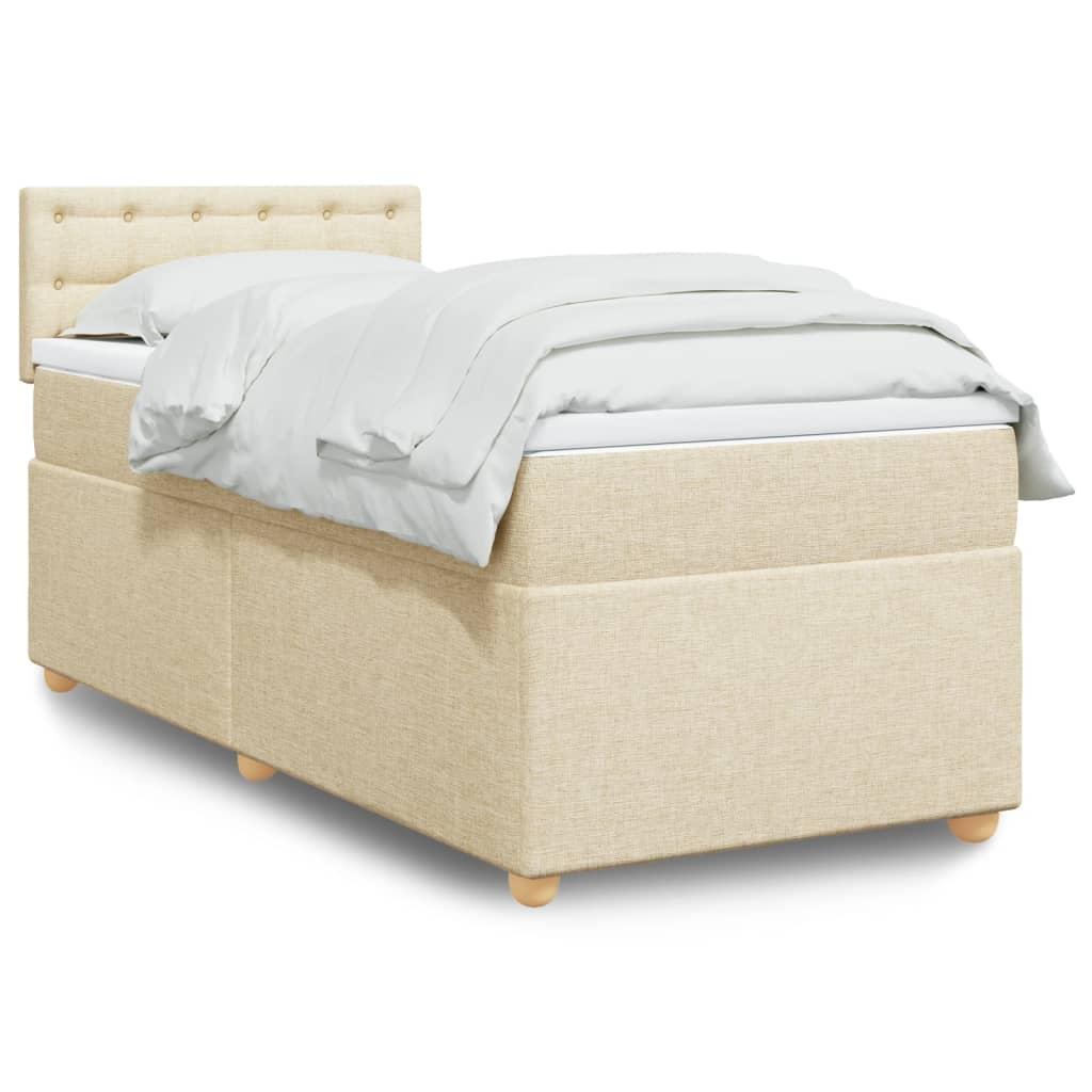 Kontinentalseng med madras 90x190 cm stof cremefarvet billede