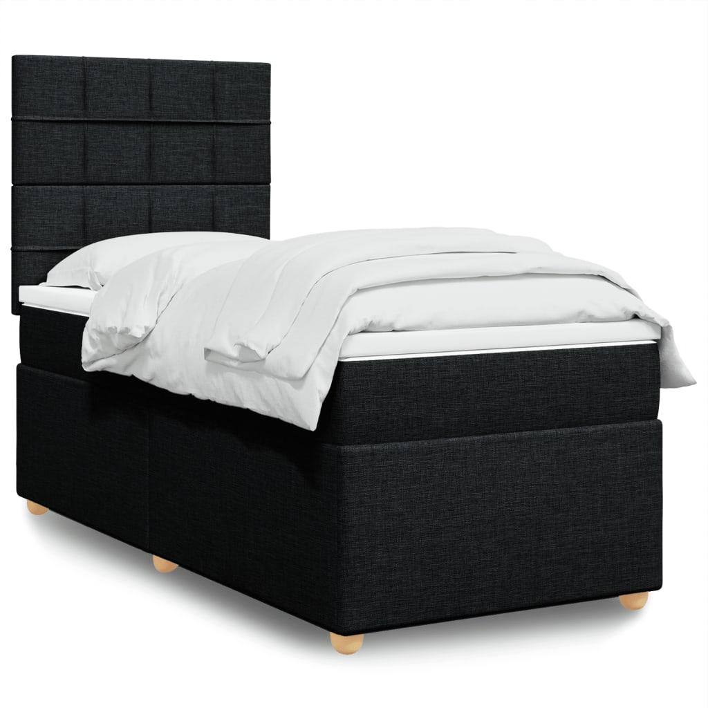Kontinentalseng Med Madras Stof Sort - Blok med firkanter / 90 x 200 cm