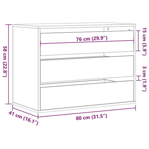 Kommode til hjørne 80x41x58 cm konstrueret træ hvid