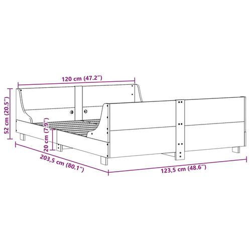 Sengeramme uden madras 120x200 cm massivt fyrretræ