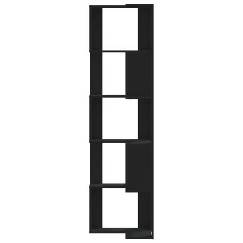 Bogreol til hjørne 50x50x179 cm 5 hylder konstrueret træ sort