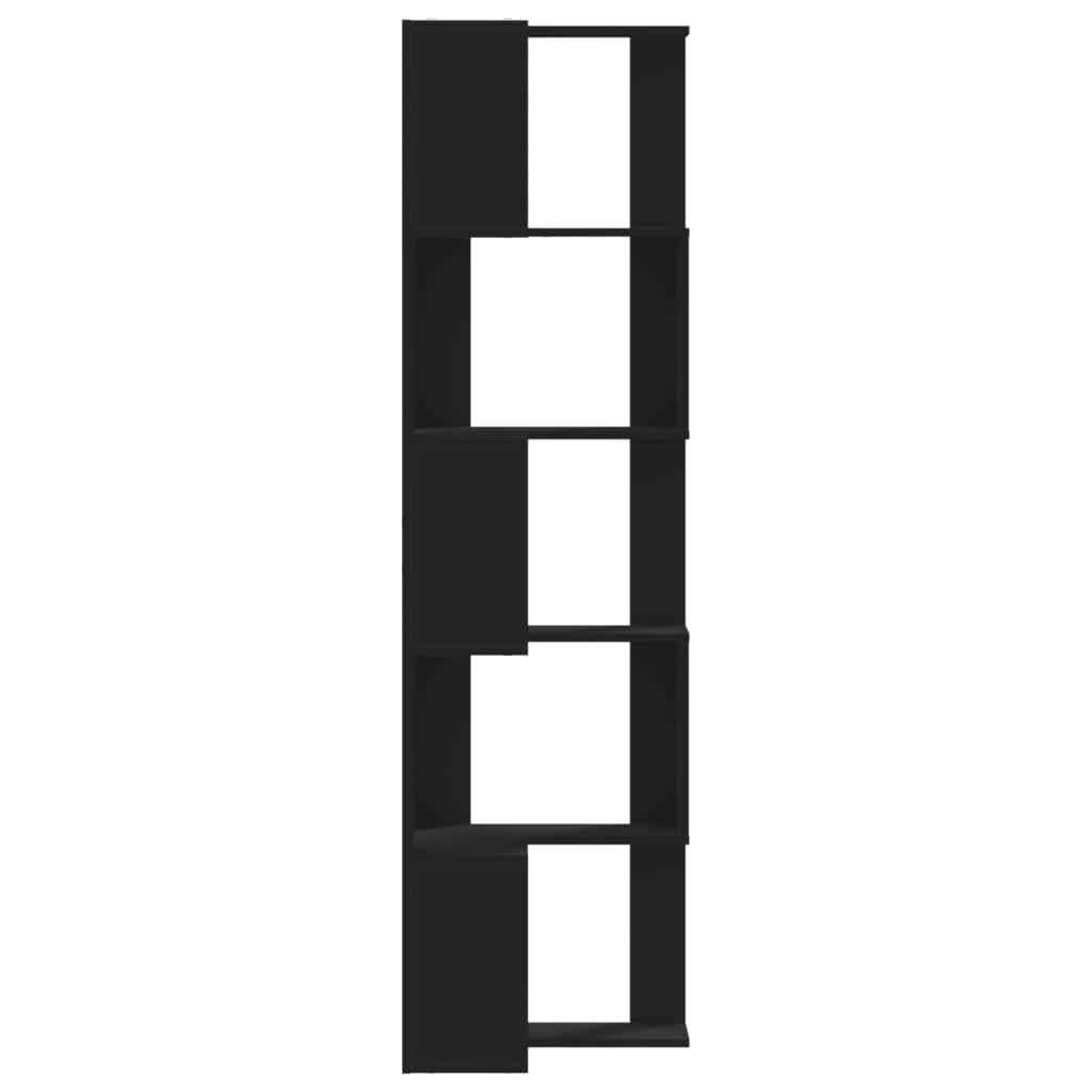 Bogreol til hjørne 50x50x179 cm 5 hylder konstrueret træ sort