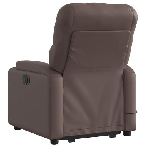 Løftestol med massagefunktion kunstlæder brun