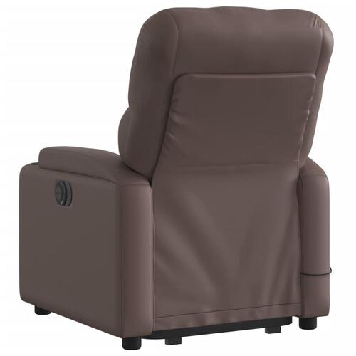 Massagestol med løftefunktion kunstlæder brun