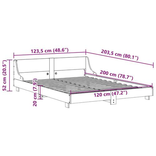 Sengeramme med sengegavl 120x200 cm massivt fyrretræ hvid