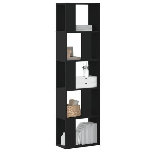 Bogreol 45x23,5x162,5 cm 5 hylder konstrueret træ sort