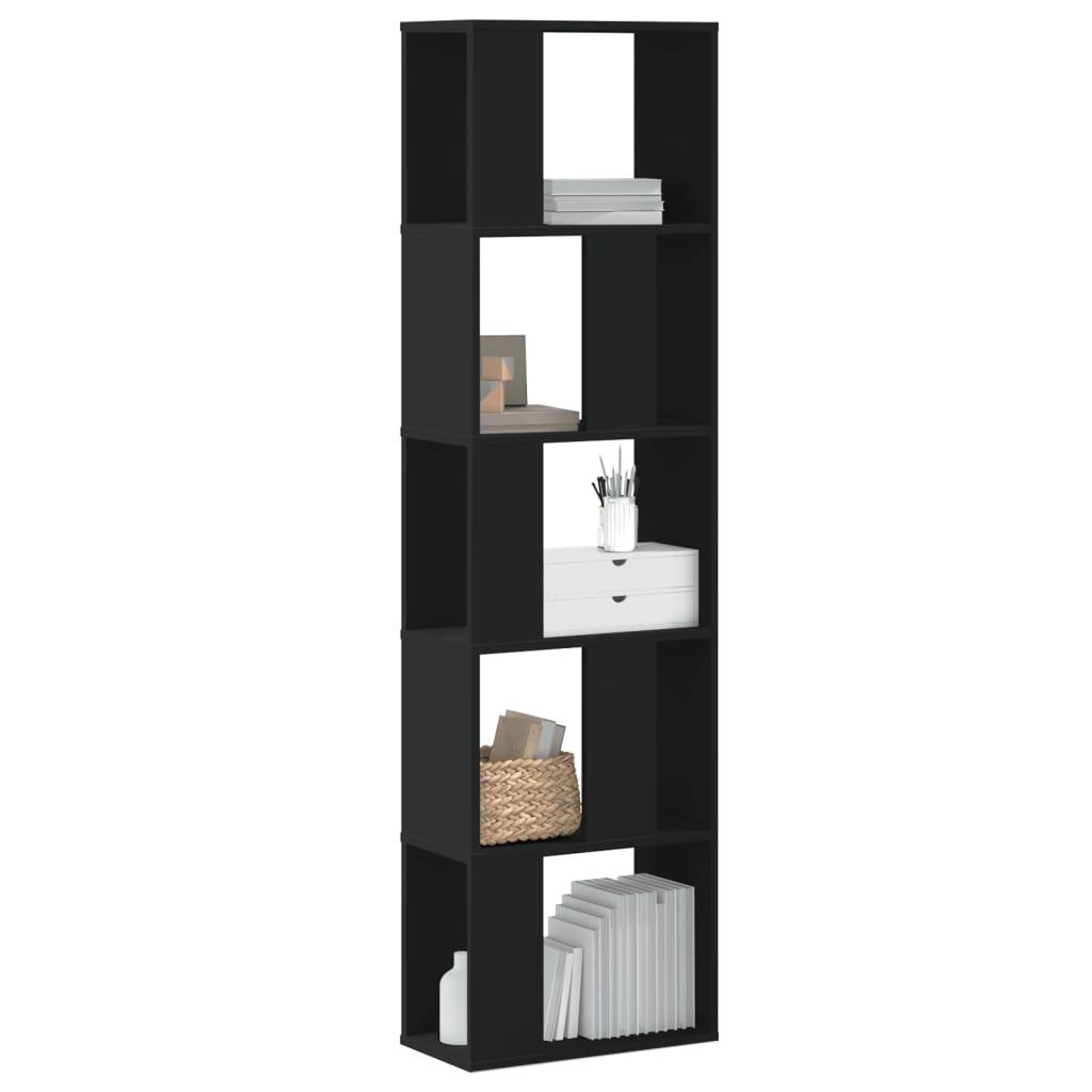 Bogreol 45x23,5x162,5 cm 5 hylder konstrueret træ sort