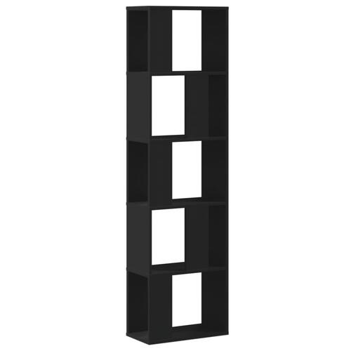 Bogreol 45x23,5x162,5 cm 5 hylder konstrueret træ sort