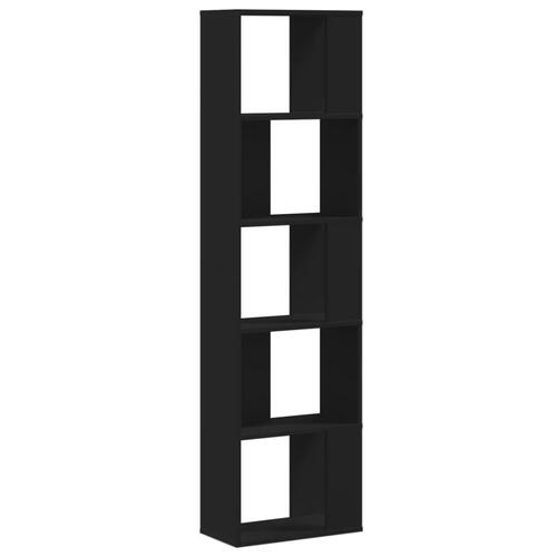 Bogreol 45x23,5x162,5 cm 5 hylder konstrueret træ sort