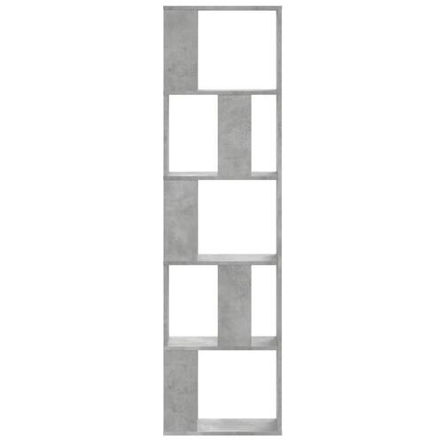 Bogreol 45x23,5x162,5 cm 5 hylder konstrueret træ betongrå