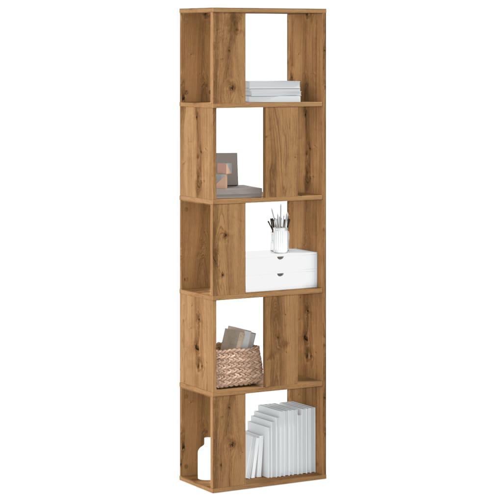 Bogreol 45x23,5x162,5 cm 5 hylder konstrueret træ eg
