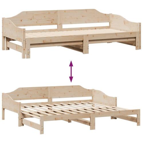 Daybed med udtræk 90x200 cm massivt fyrretræ