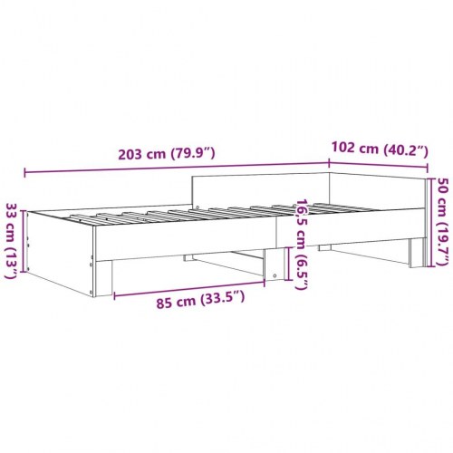Sengeramme 100x200 cm uden madras konstrueret træ brunt eg