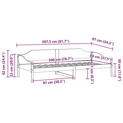 Sengestel 80x200 cm massivt fyrretræ