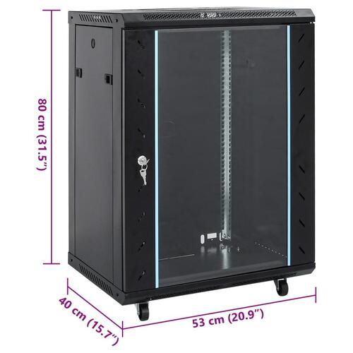 Netværksskab 53x40x80 cm 15U 19" IP20 sort