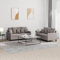 2 personers sofa med hynder stof gråbrun