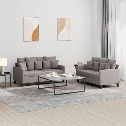 2 personers sofa med hynder stof gråbrun