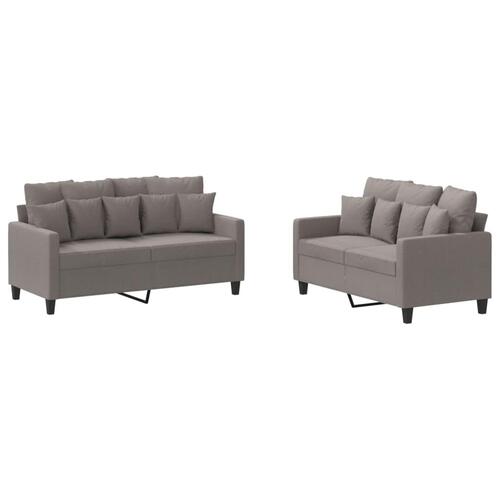 2 personers sofa med hynder stof gråbrun