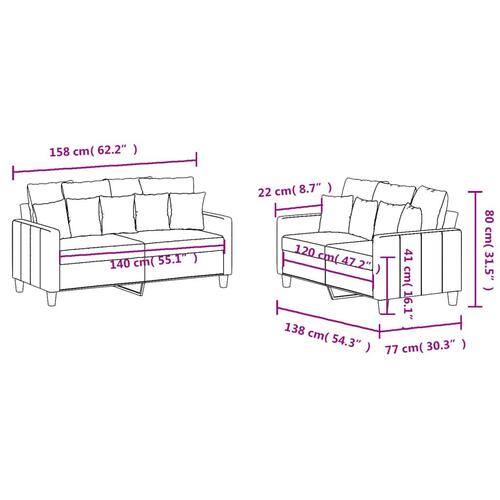 2 personers sofa med hynder stof gråbrun