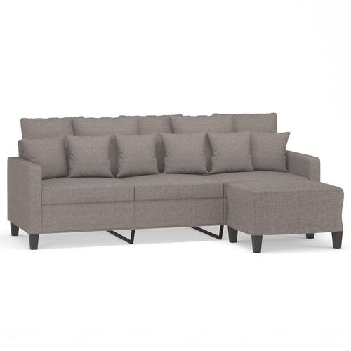3-personers sofa med fodskammel 180 cm stof Gråbrun
